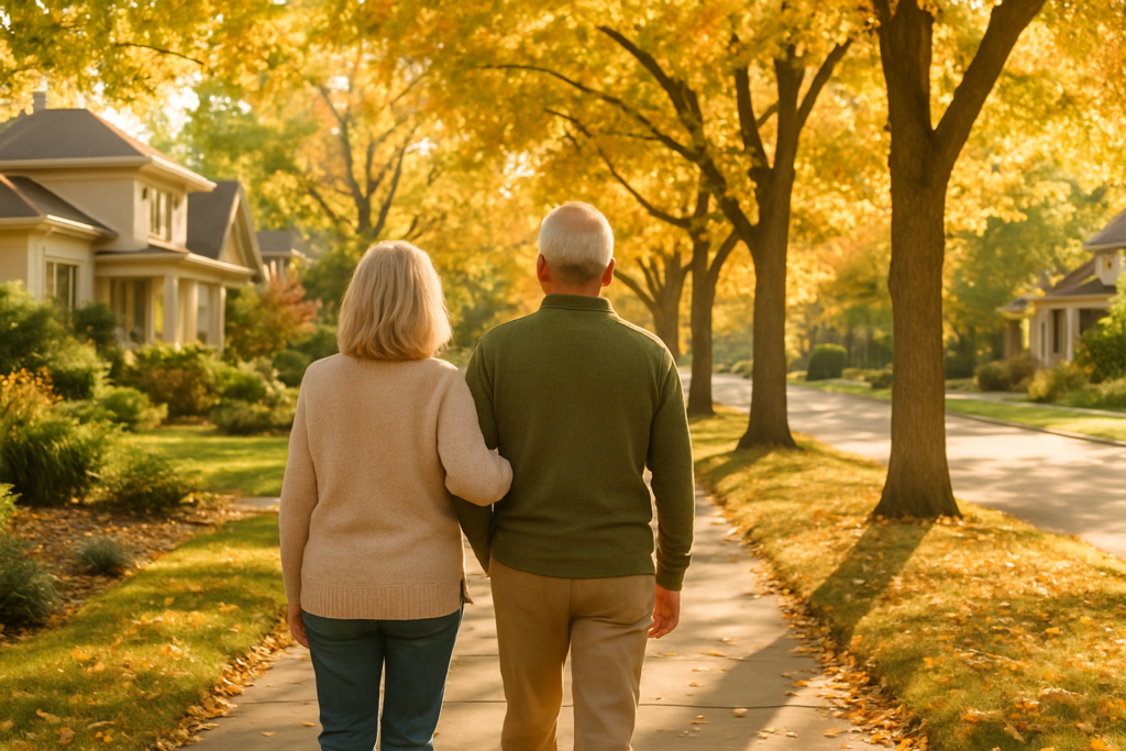 Wide horizontal editorial photograph, warm bright natural morning light, optimistic and aspirational tone — a couple in