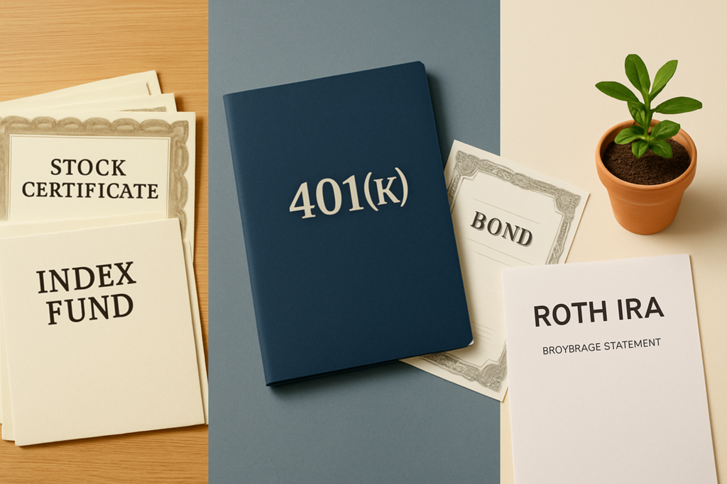 Wide horizontal editorial abstract conceptual photo of tax-efficient asset location for an investing article — a clean,