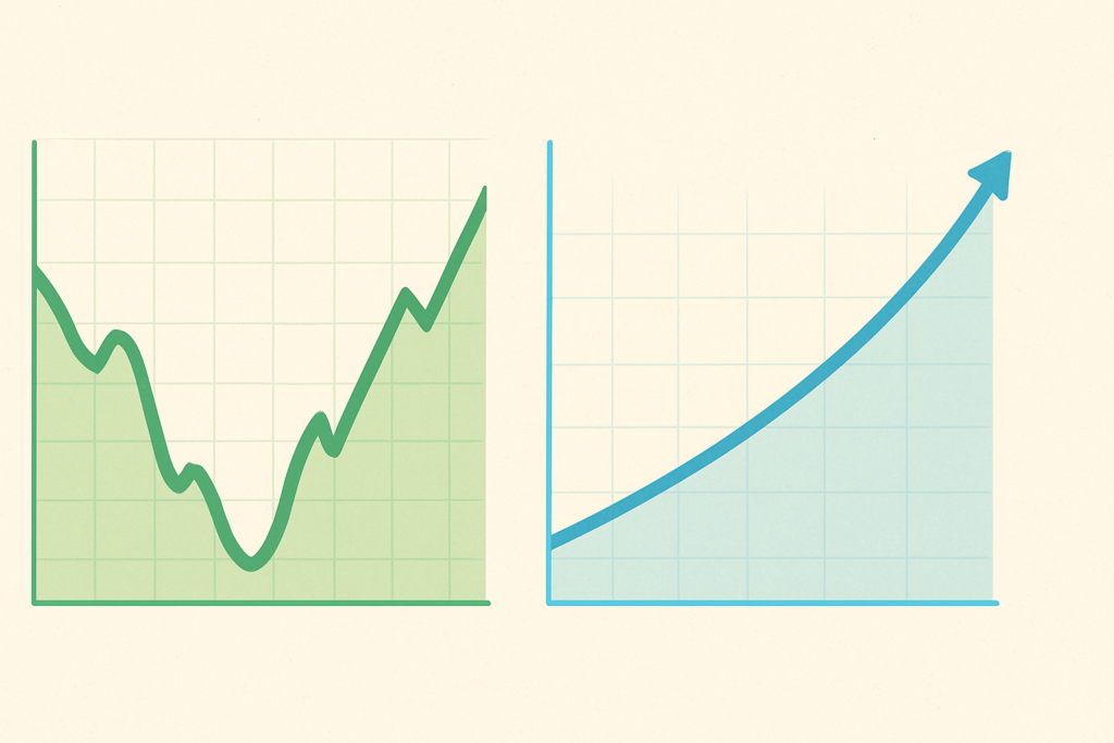 Wide horizontal abstract conceptual editorial illustration for a Roth IRA conversion article — a clean, modern graphic c